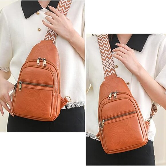 NEW! Faux Leather Shoulder/Crossbody Bag w/2-Zipper Sections & Detachable Strap - Picture 3 of 15